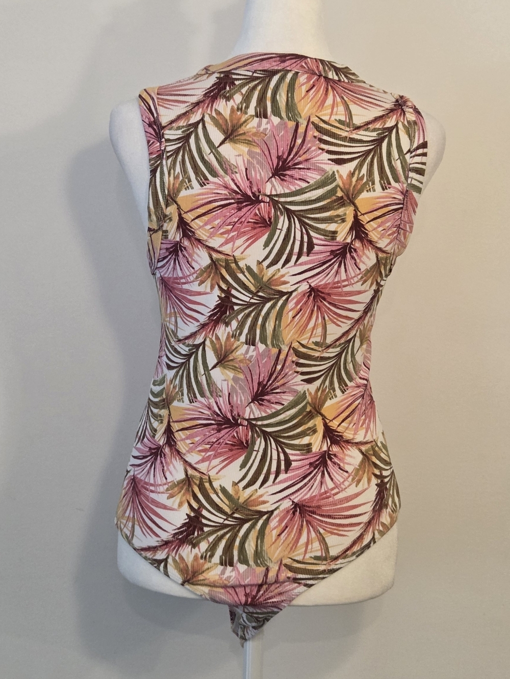GUESS Pink Multi Tropical Leaf Tank Bodysuit - Picture 3 of 4